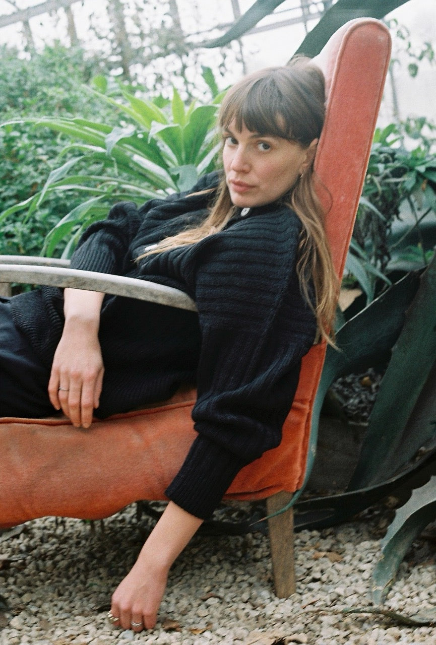 PAZ ribbed jumper / highland wool & alpaca / charcoal