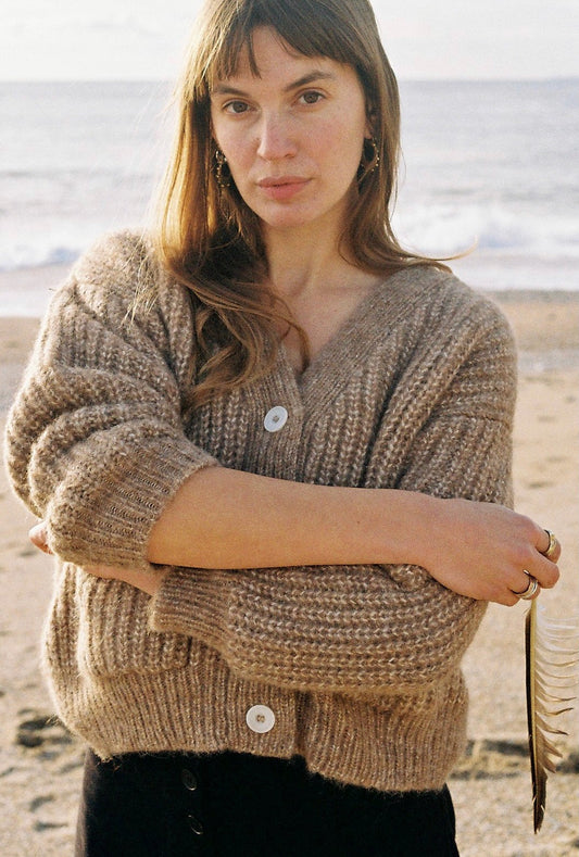 TULA cardigan / alpaca & pima cotton / pecan