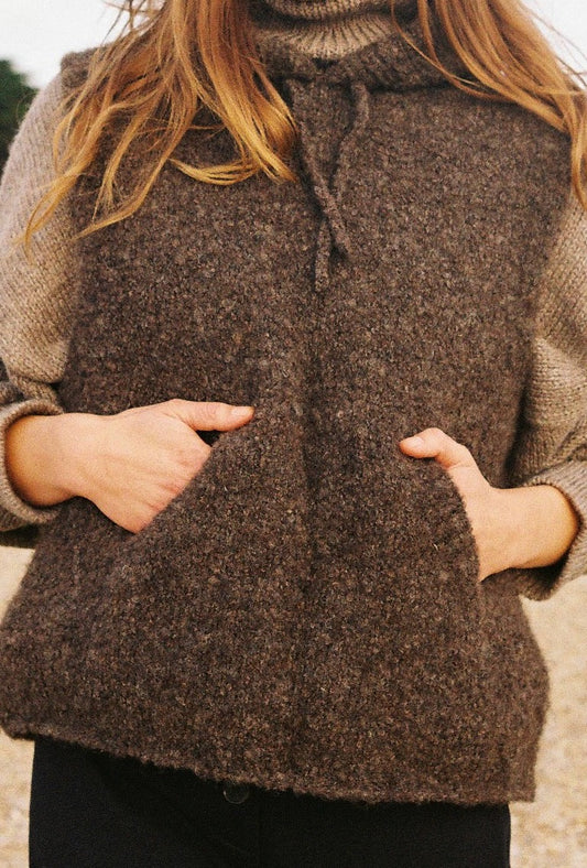 HOODIE / alpaca & highland wool boucle / dark oak