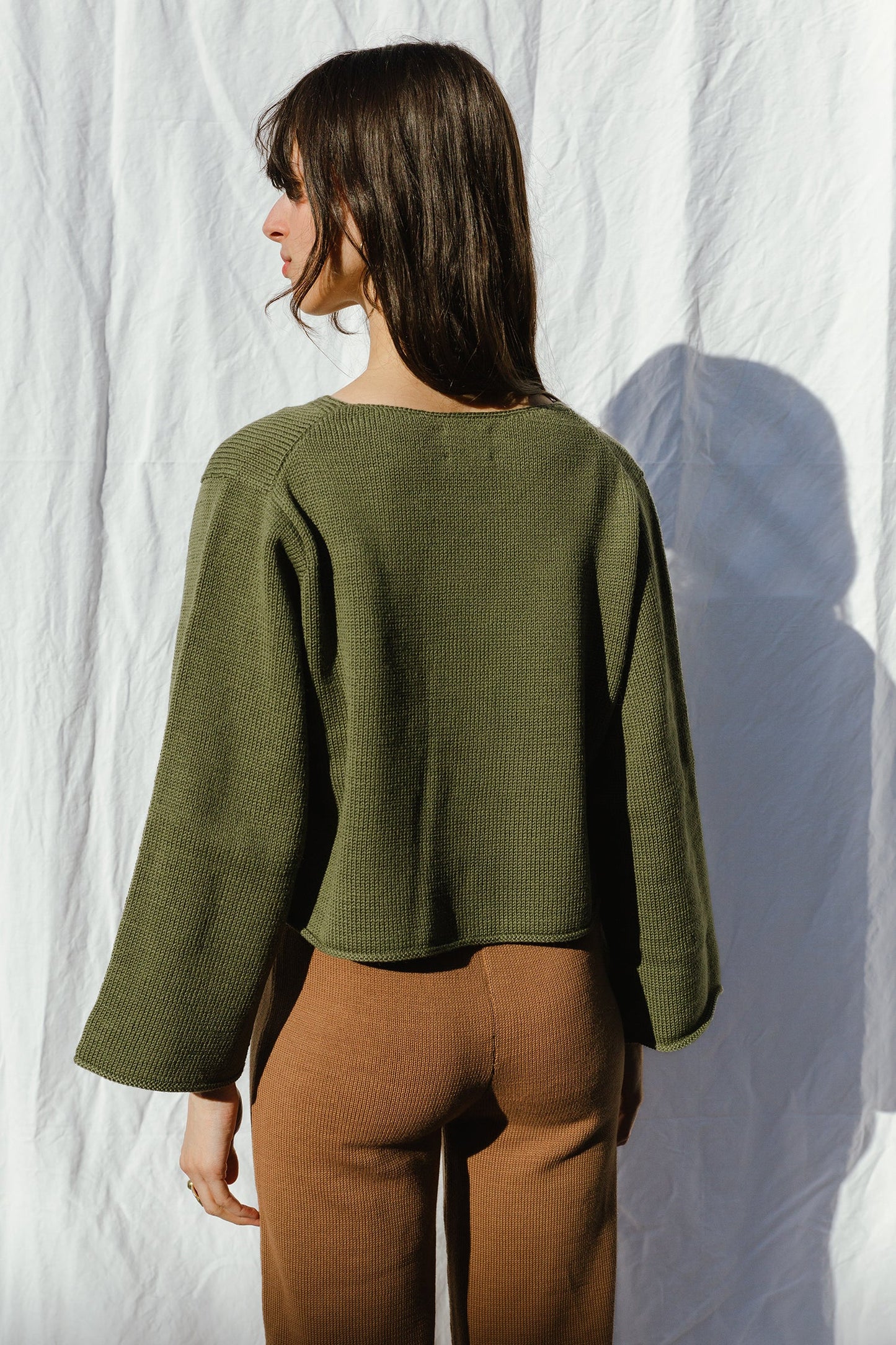 REINA cardigan / highland wool / winter moss