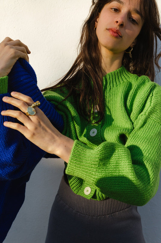 CARMEN cardigan / highland wool / lemongrass