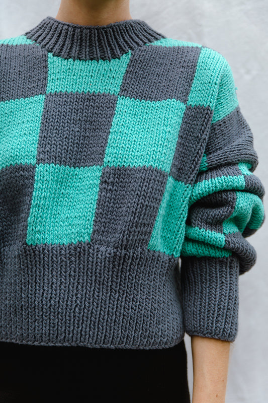 LINO no waste jumper / organic cotton / berry lassi & turquesa