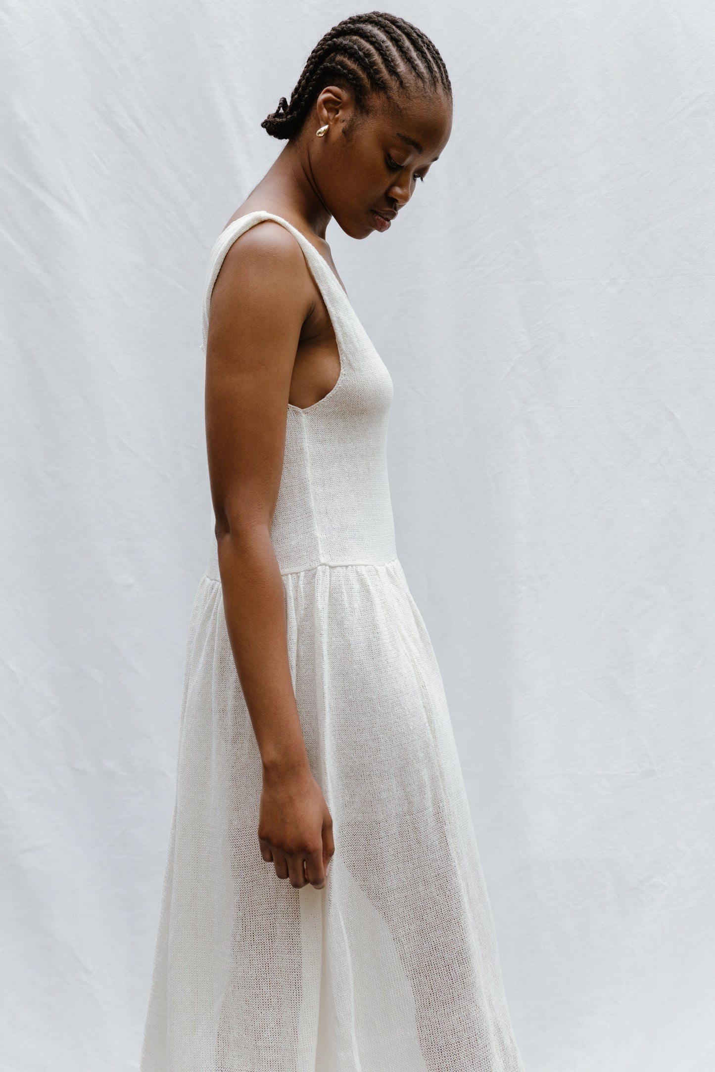 CANDELA fine knit slip dress / organic cotton / milk