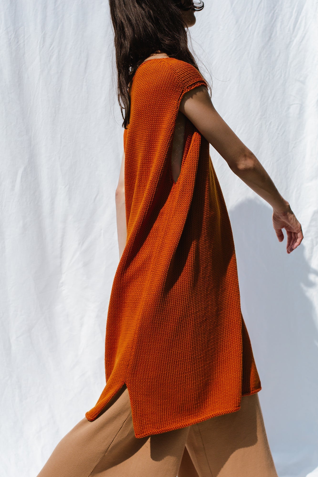 ZULMA vest dress / organic cotton / orange zest