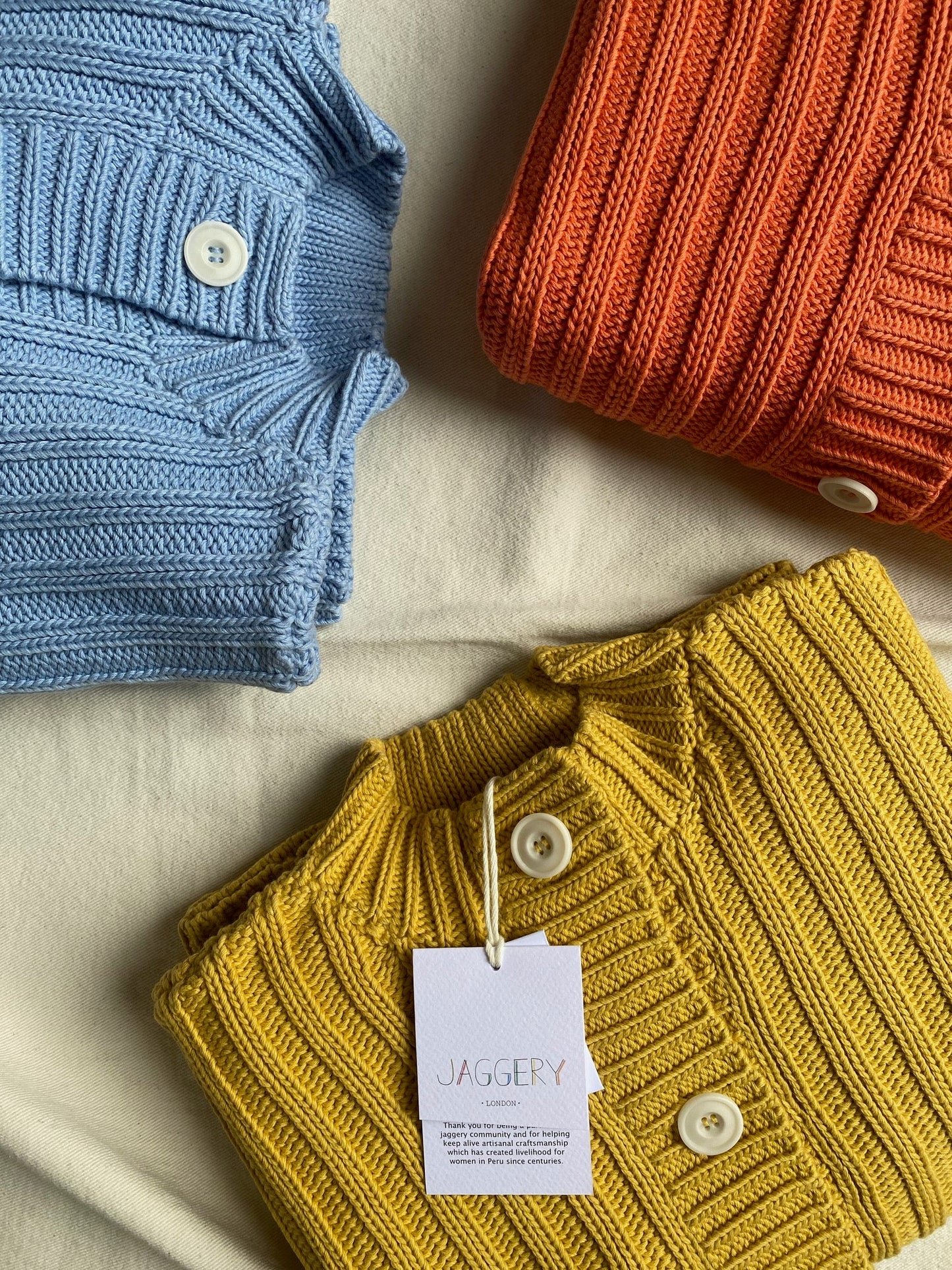 RIO ribbed cardigan / organic cotton / golden honey