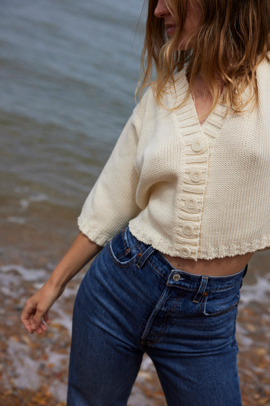 INES cardigan / organic cotton / milk