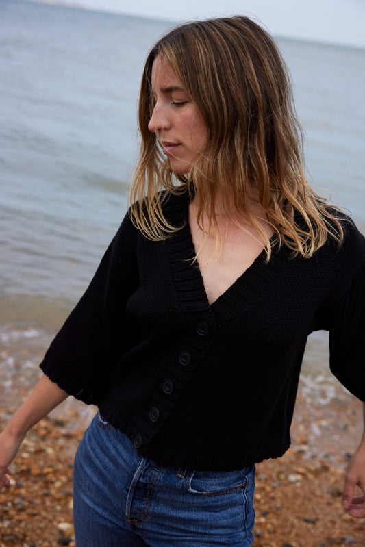 INES cardigan / organic cotton / black