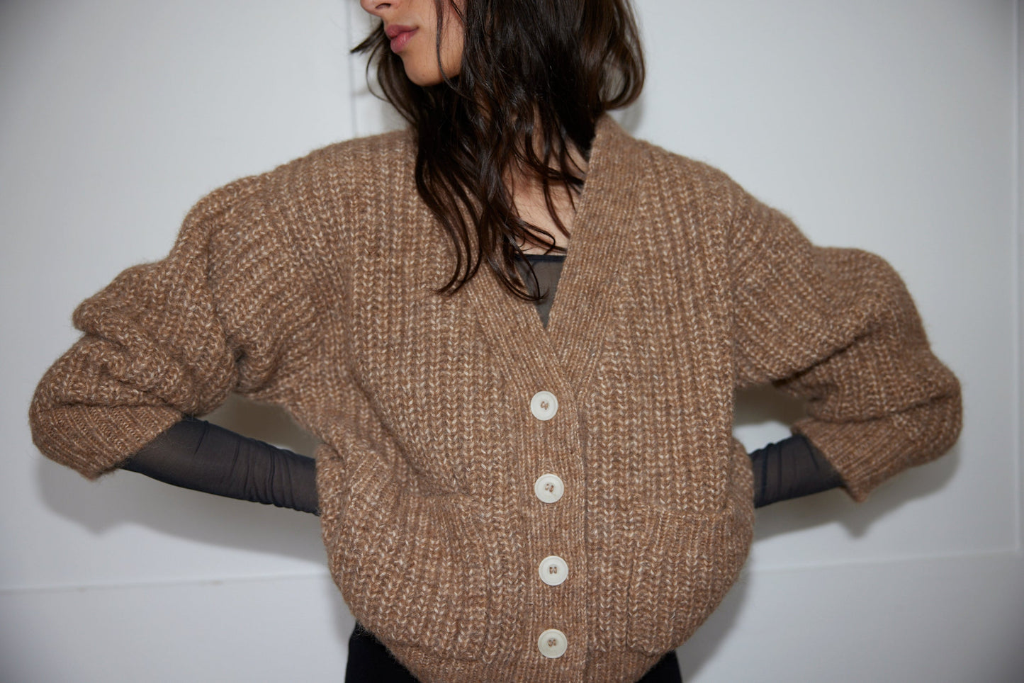 TULA cardigan / alpaca & pima cotton / pecan