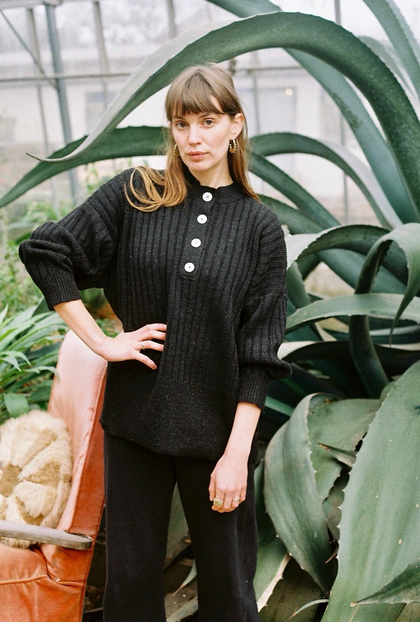 PAZ ribbed jumper / highland wool & alpaca / charcoal