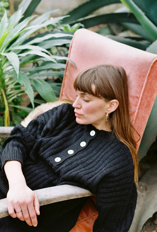 PAZ ribbed jumper / highland wool & alpaca / charcoal