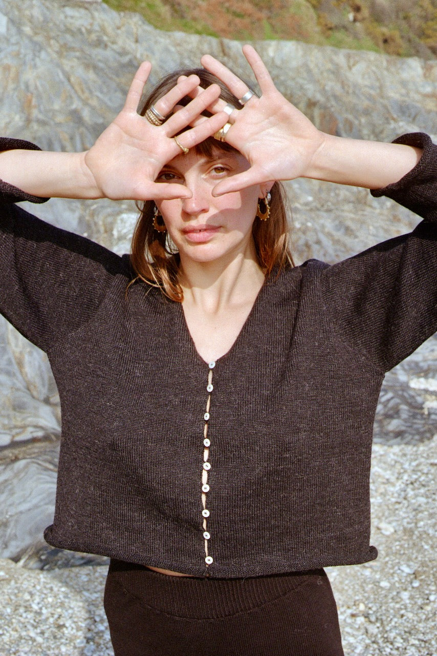 LUCA cardigan / highland wool & alpaca / charcoal