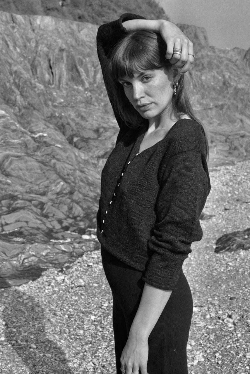 LUCA cardigan / highland wool & alpaca / charcoal