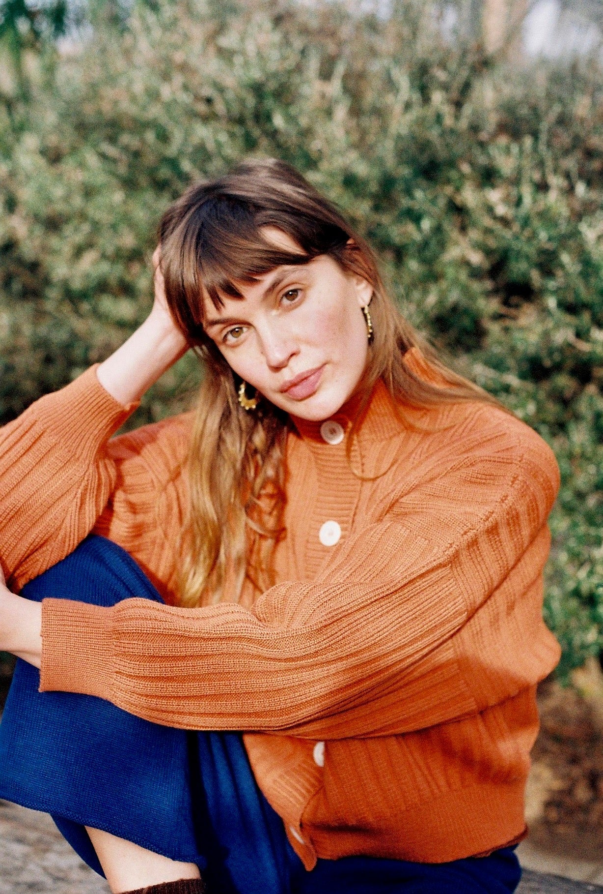 OTTILIA ribbed cardigan / highland wool / naranja