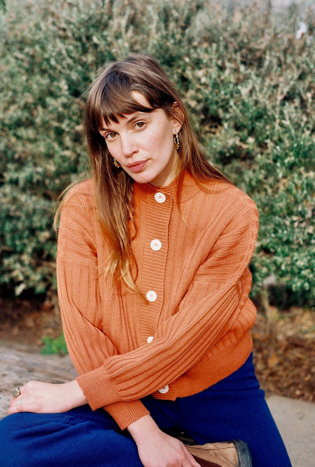 OTTILIA ribbed cardigan / highland wool / naranja