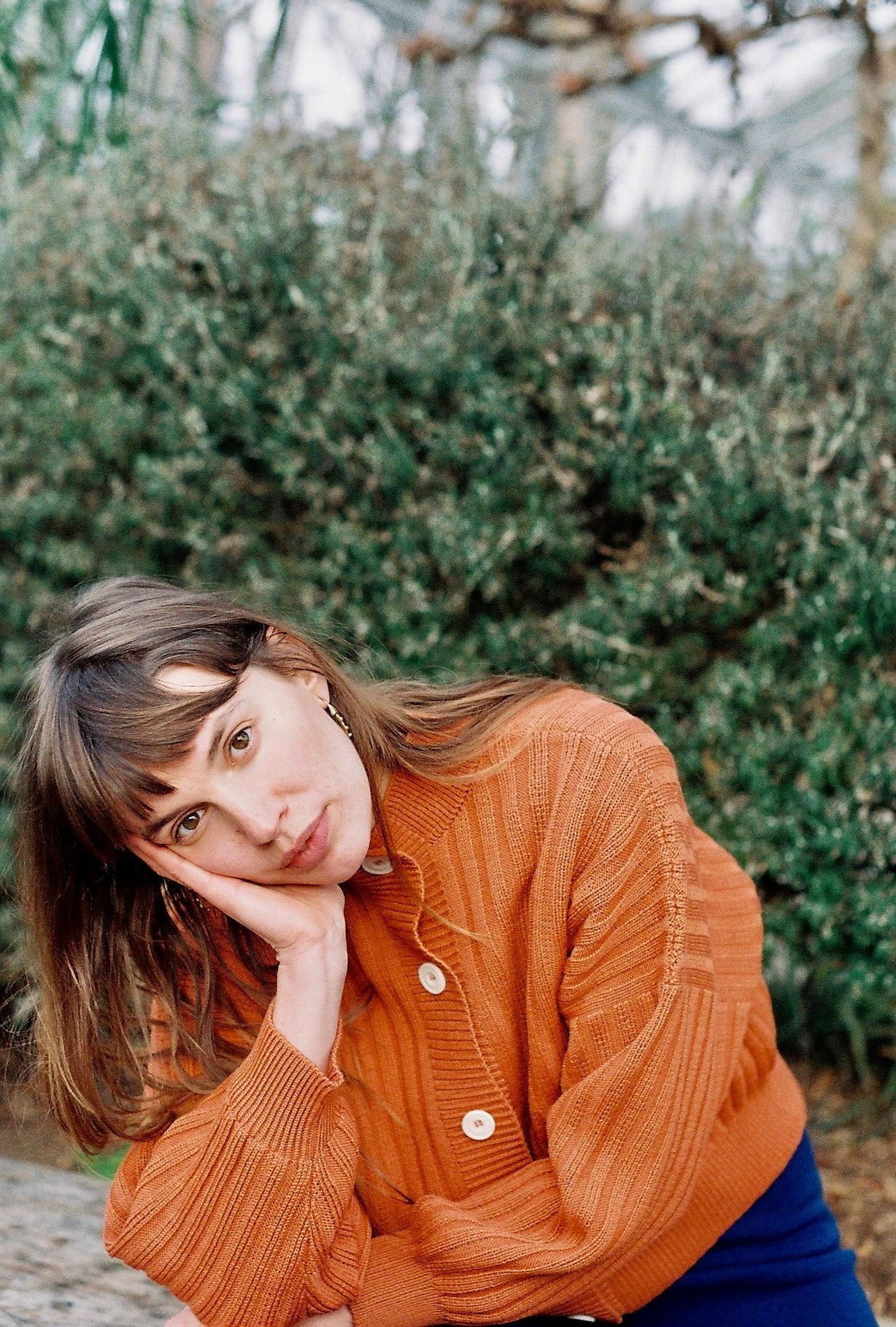 OTTILIA ribbed cardigan / highland wool / naranja