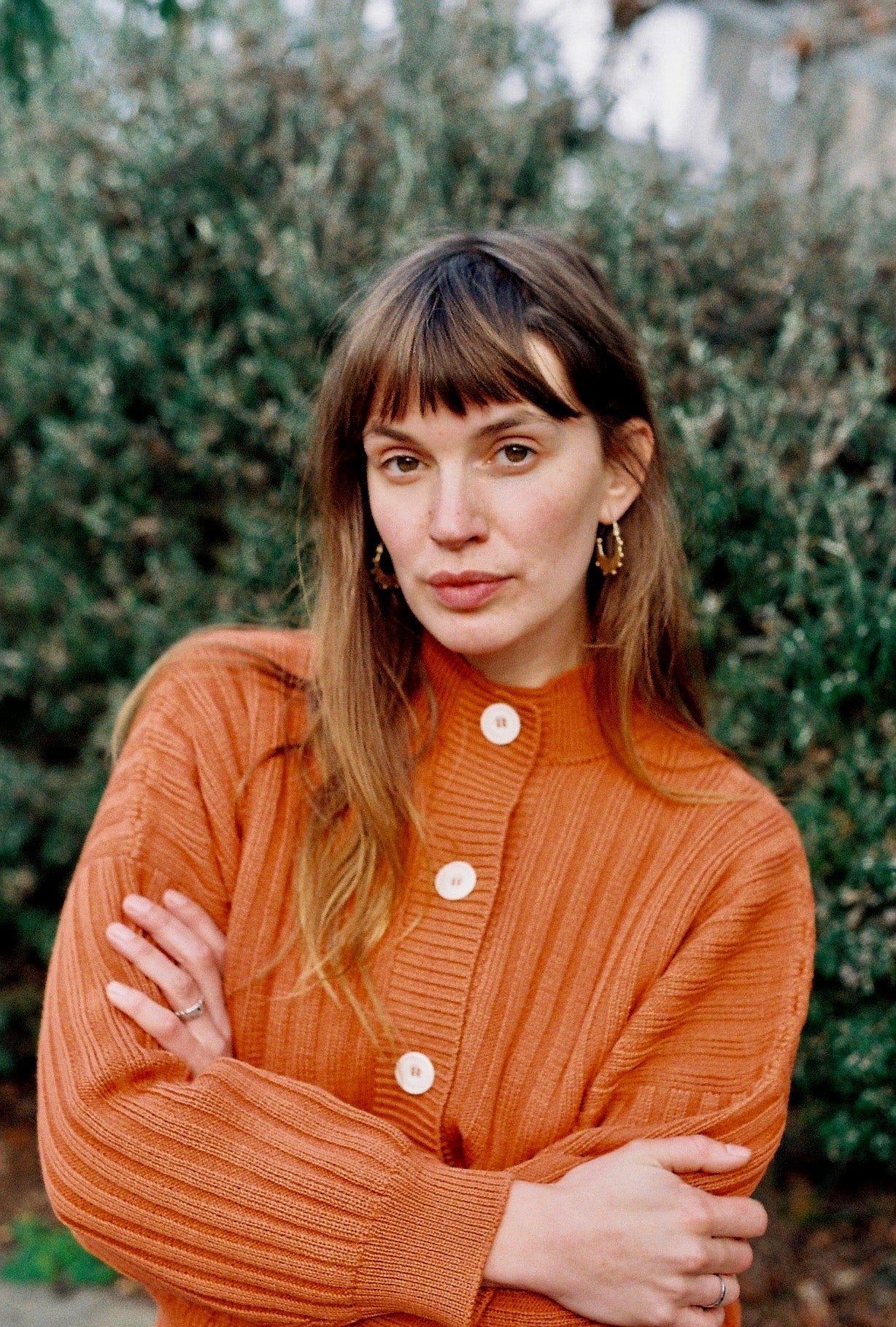 OTTILIA ribbed cardigan / highland wool / naranja