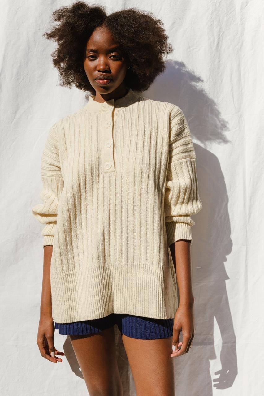 PAZ ribbed jumper / highland wool / milk