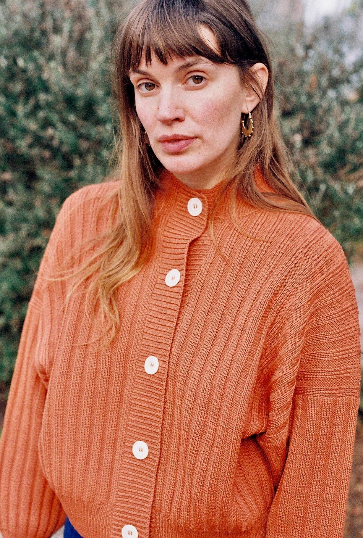 OTTILIA ribbed cardigan / highland wool / naranja