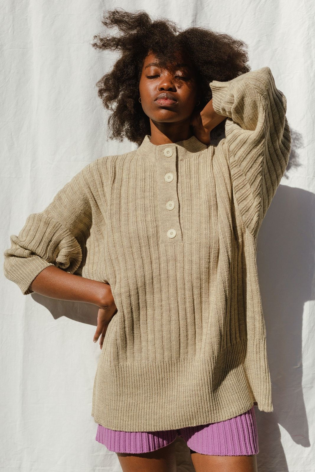 PAZ ribbed jumper / highland wool / wild oat
