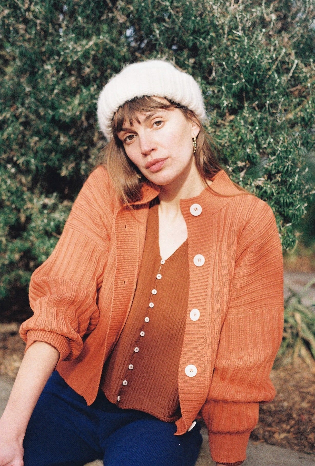 OTTILIA ribbed cardigan / highland wool / naranja