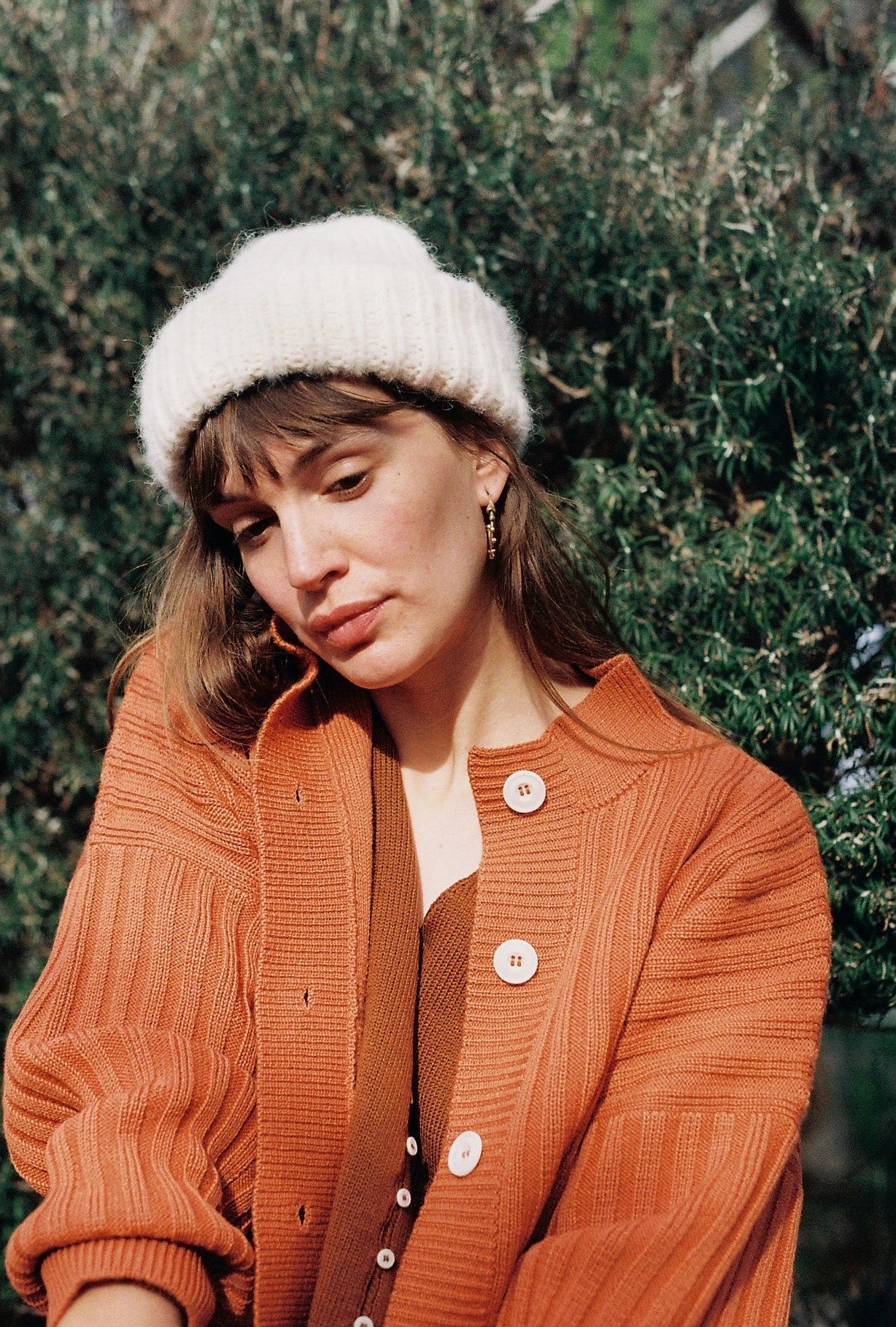 OTTILIA ribbed cardigan / highland wool / naranja