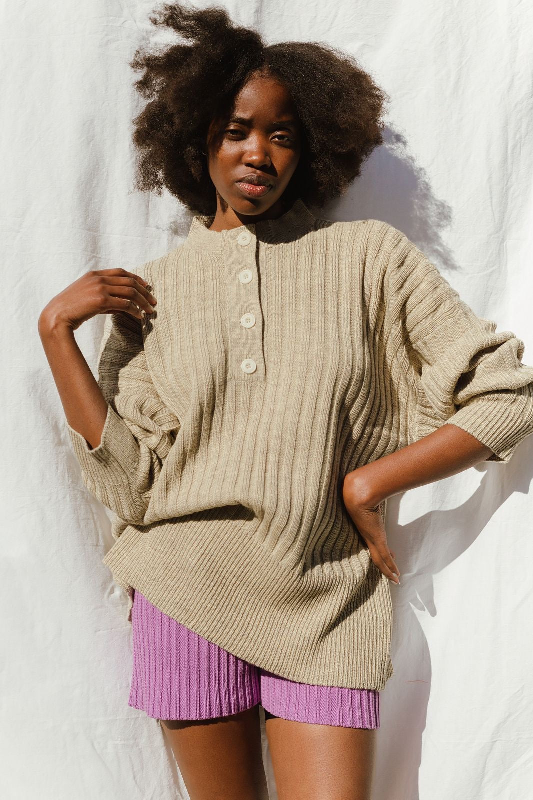 PAZ ribbed jumper / highland wool / wild oat