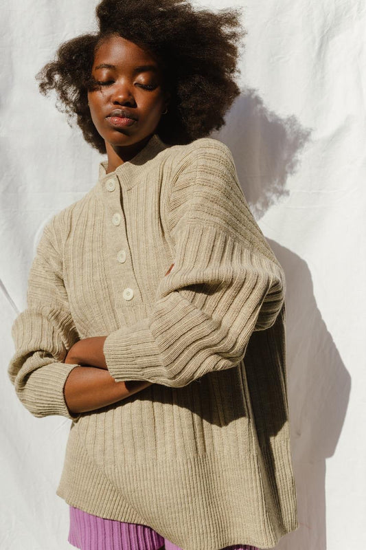 PAZ ribbed jumper / highland wool / wild oat