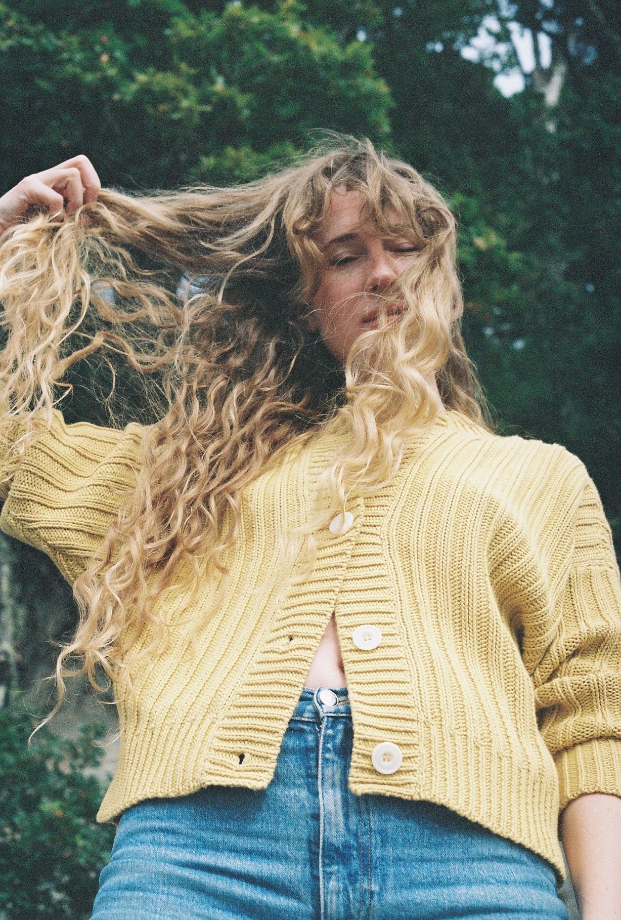 RIO ribbed cardigan / organic cotton / golden honey