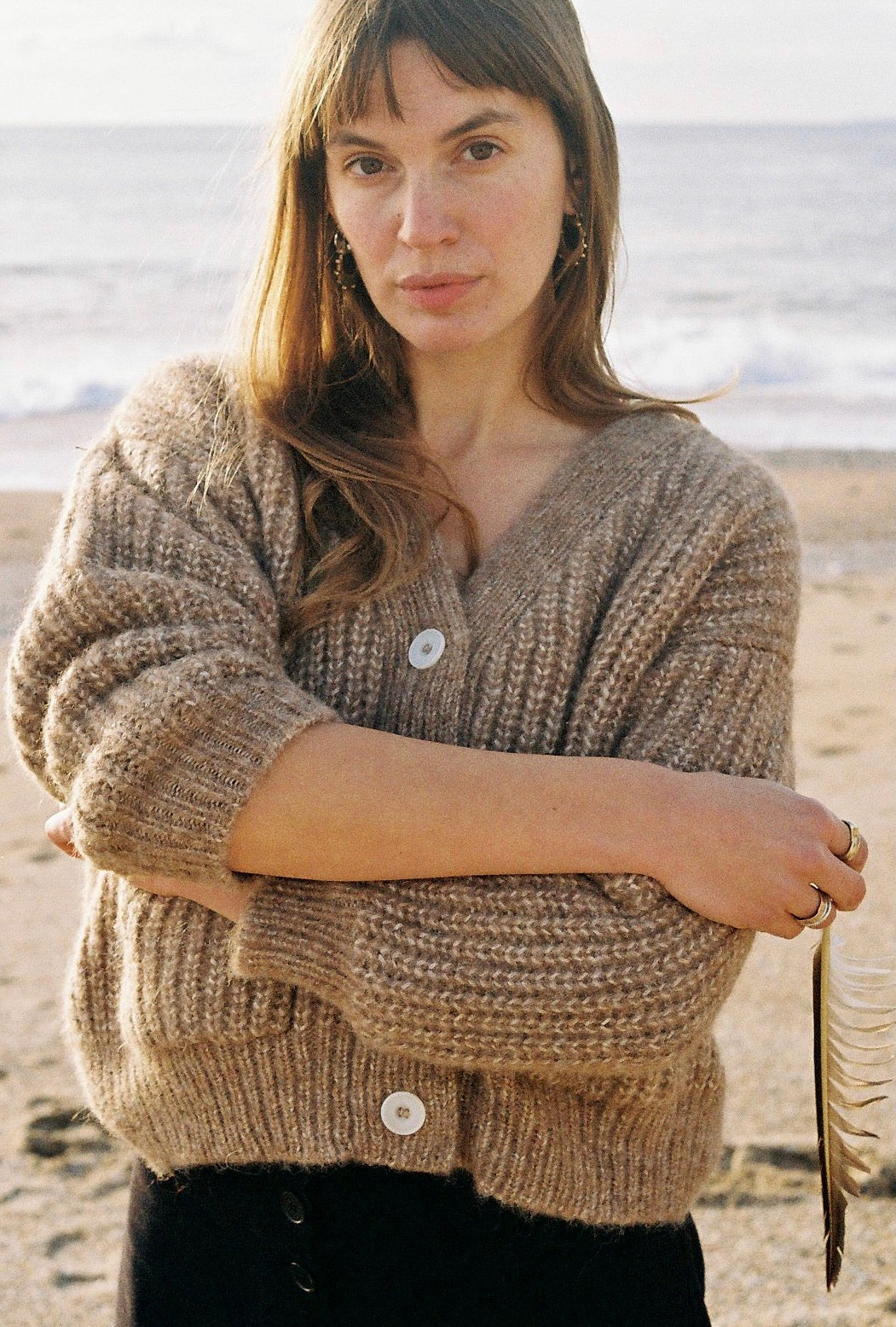 TULA cardigan / alpaca & pima cotton / pecan