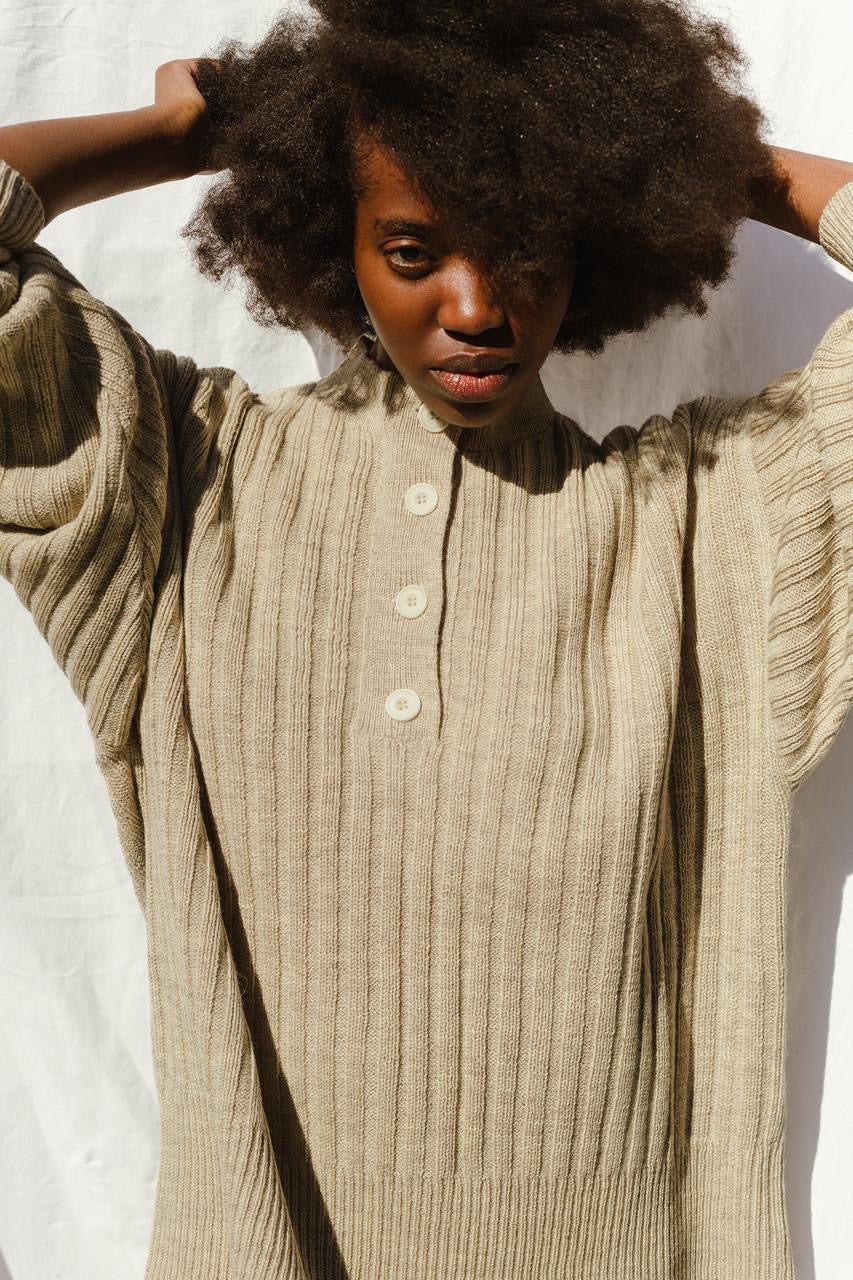 PAZ ribbed jumper / highland wool / wild oat