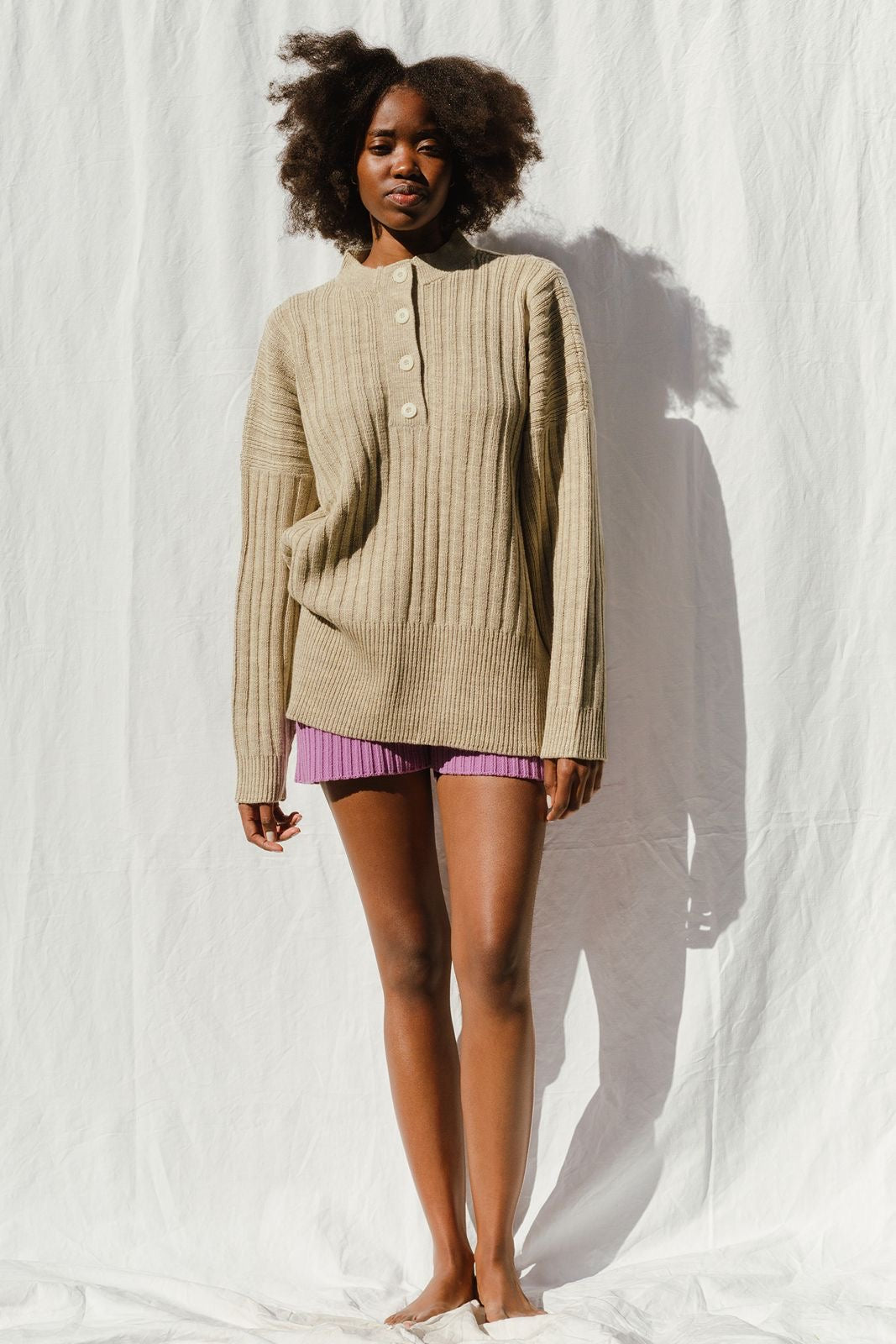 PAZ ribbed jumper / highland wool / wild oat