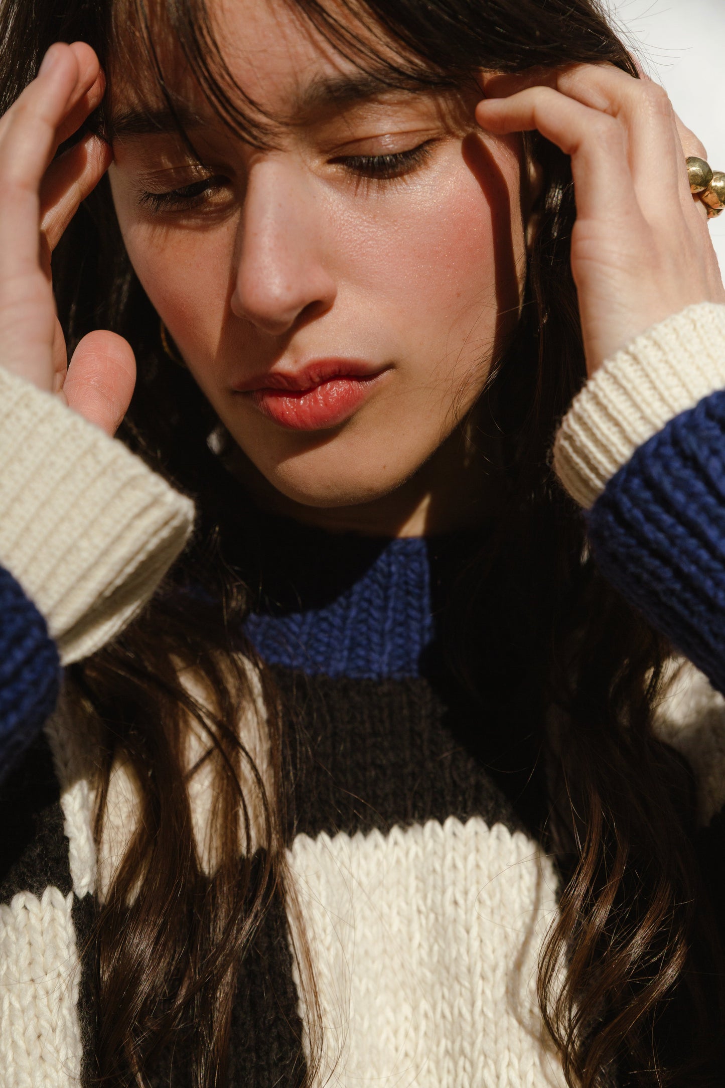 LINO no waste jumper / highland wool & organic cotton / black, milk & midnight