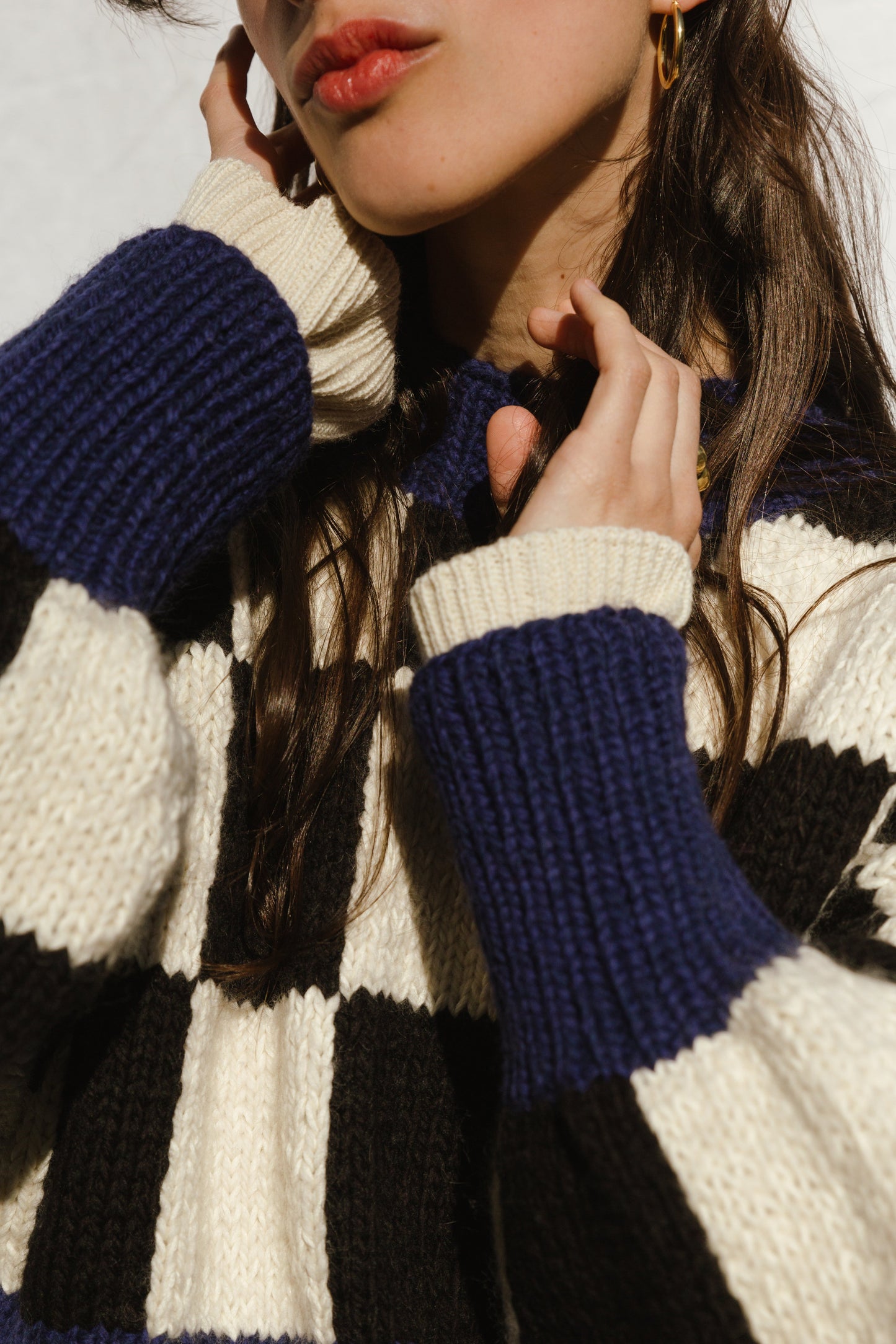 LINO no waste jumper / highland wool & organic cotton / black, milk & midnight