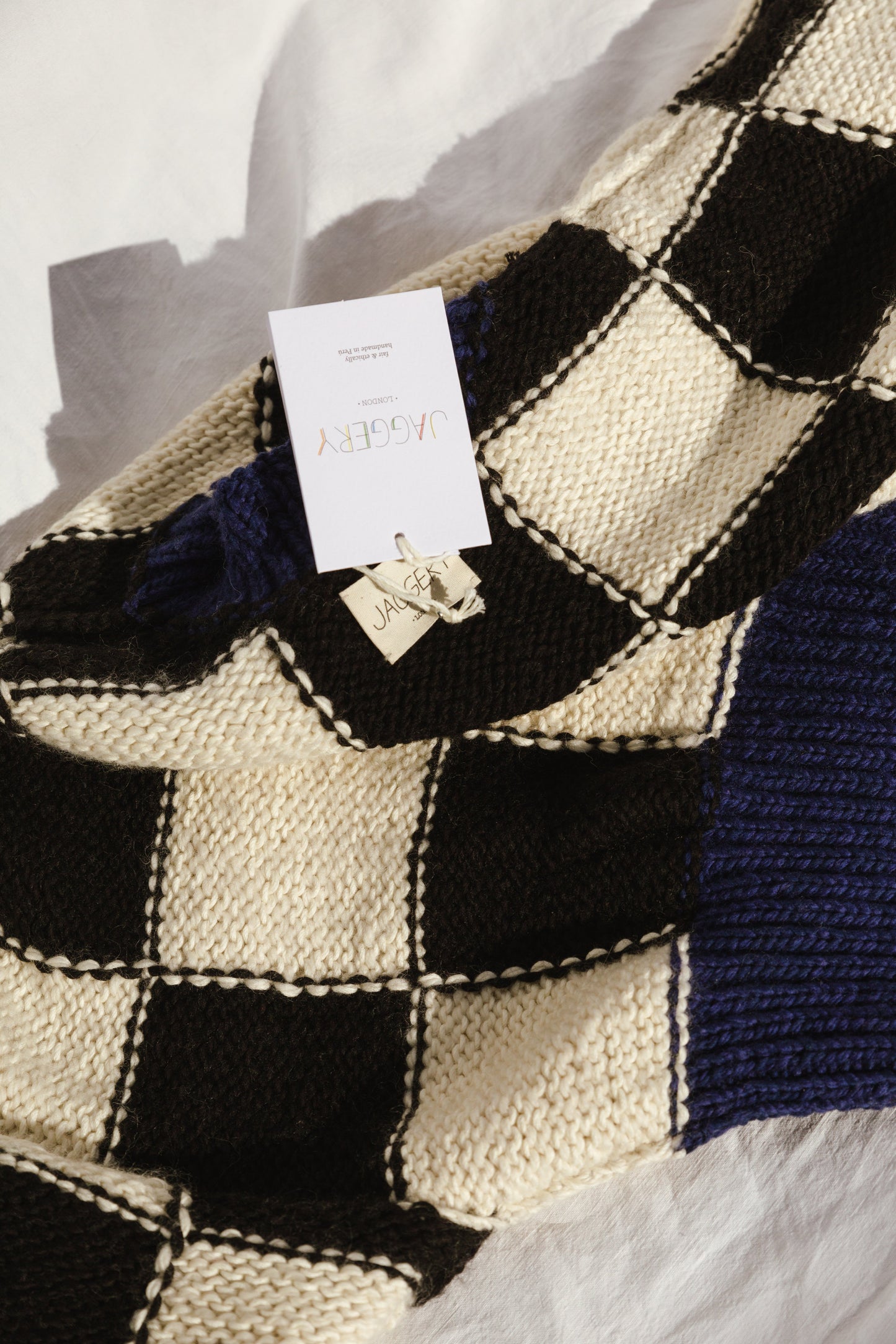 LINO no waste jumper / highland wool & organic cotton / black, milk & midnight