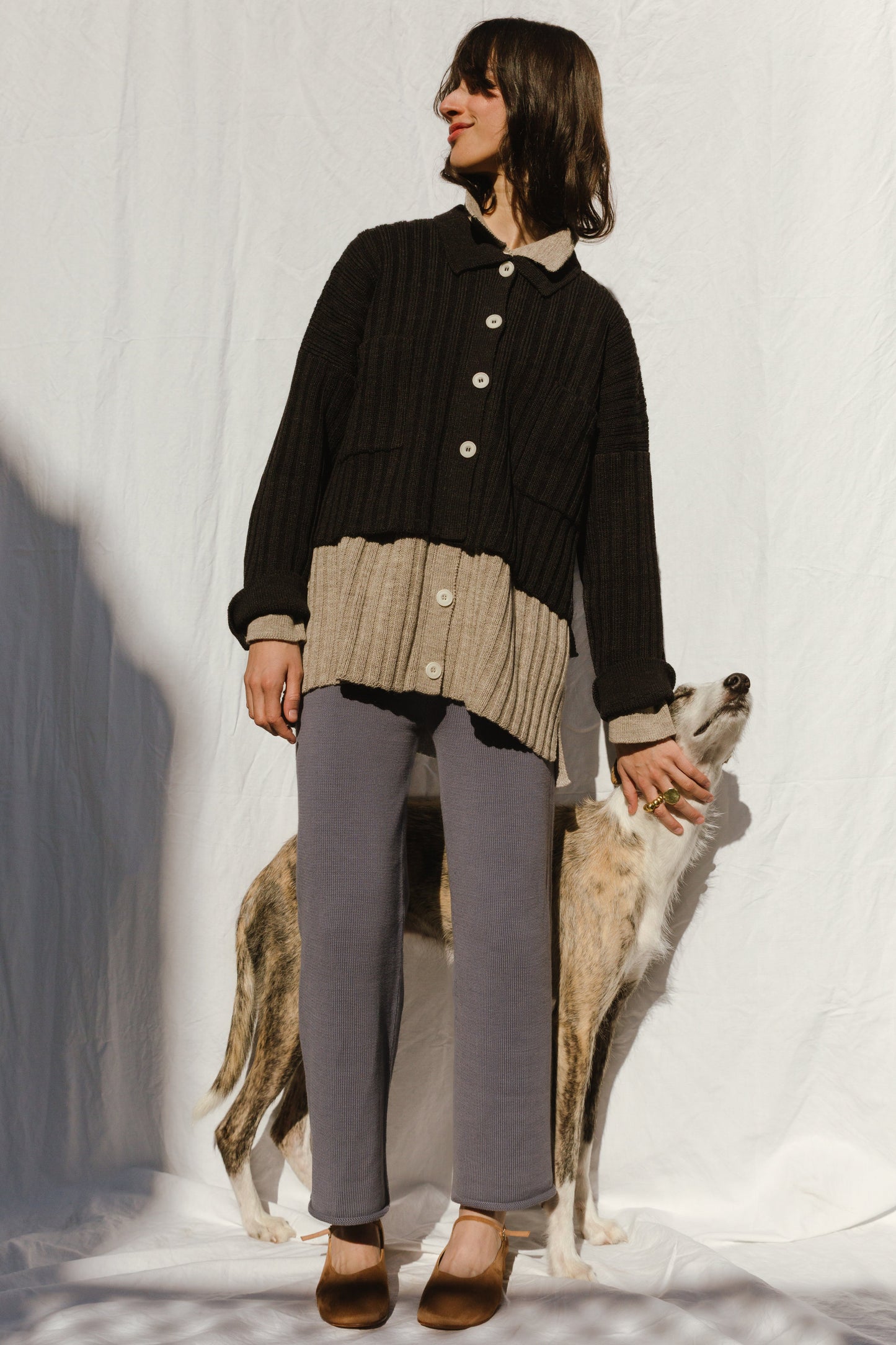 MINI NENNA shirt / highland wool / charcoal