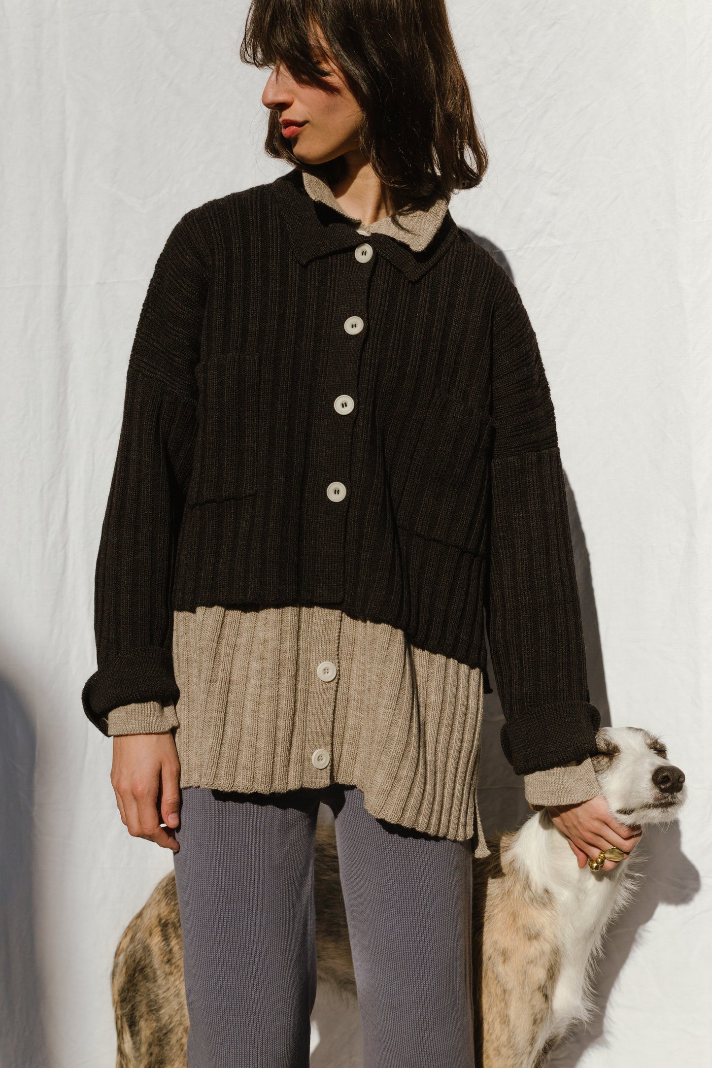 MINI NENNA shirt / highland wool / charcoal