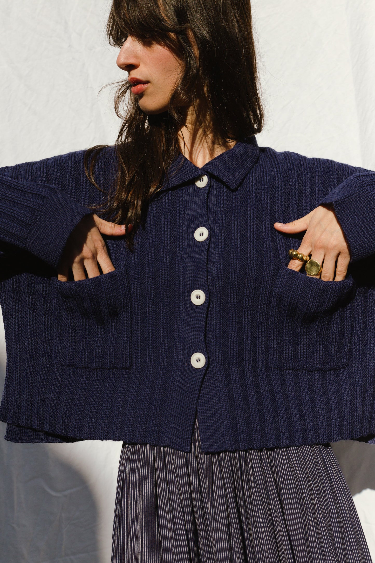 MINI NENNA shirt / highland wool / indigo