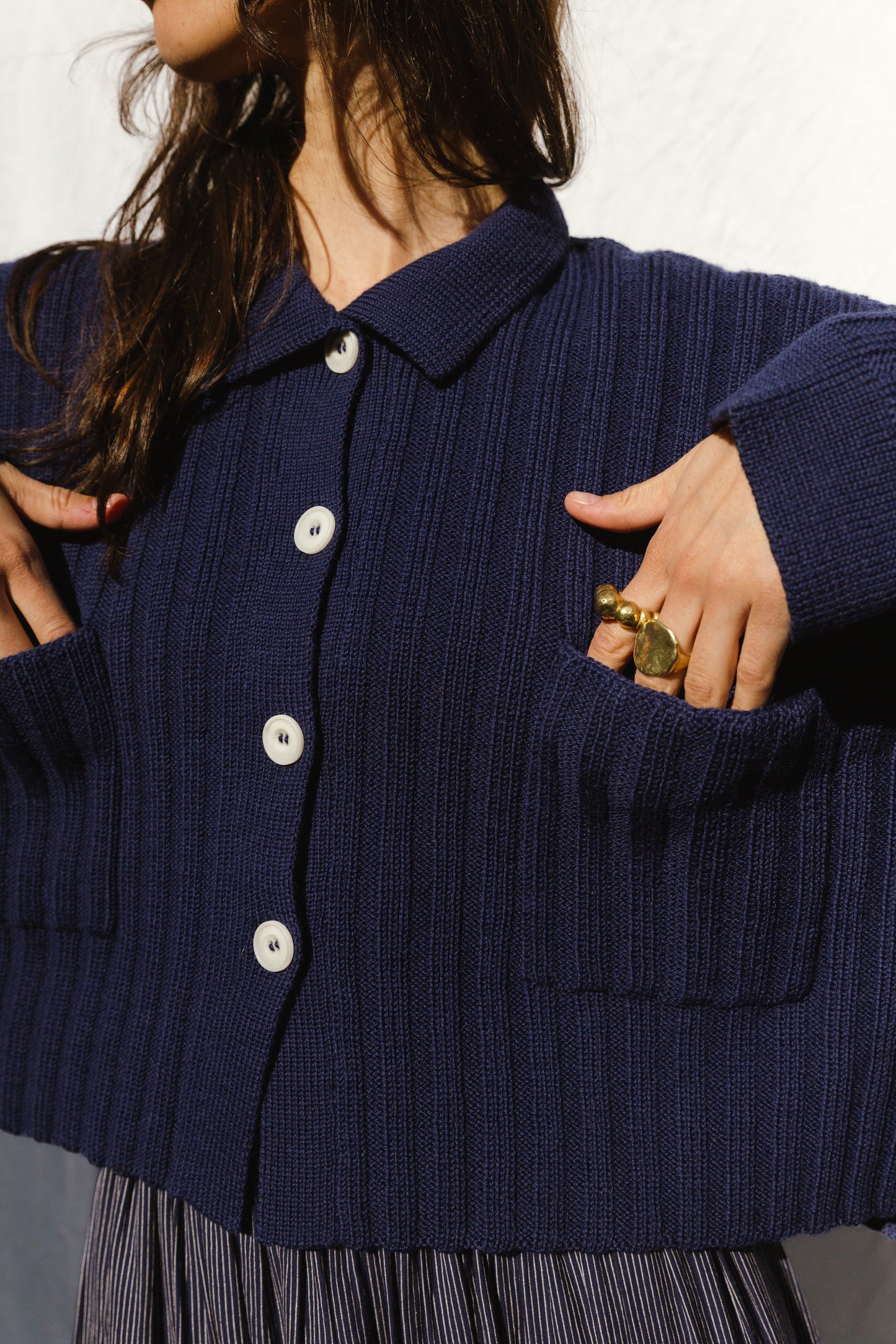 MINI NENNA shirt / highland wool / indigo