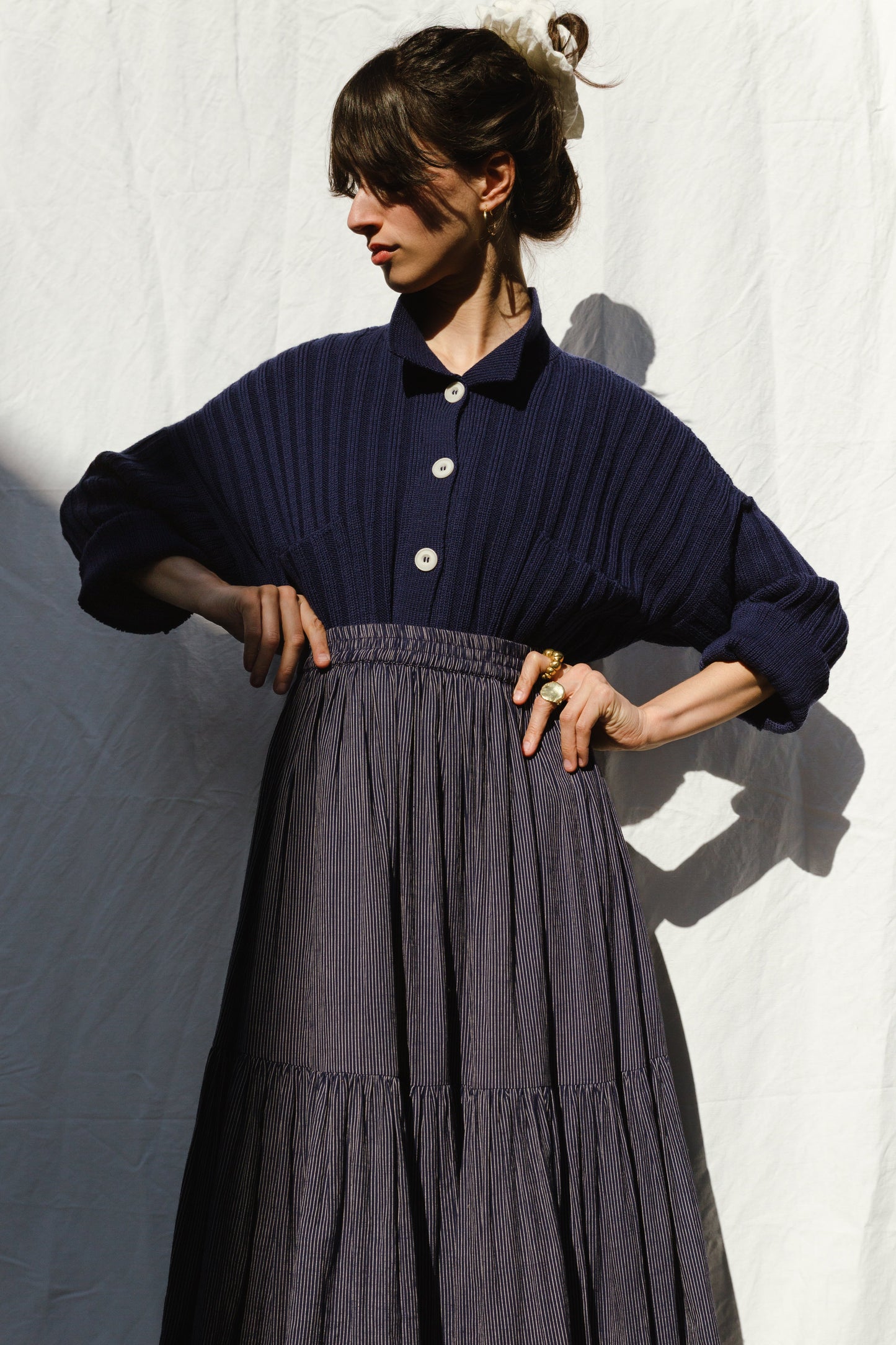 MINI NENNA shirt / highland wool / indigo