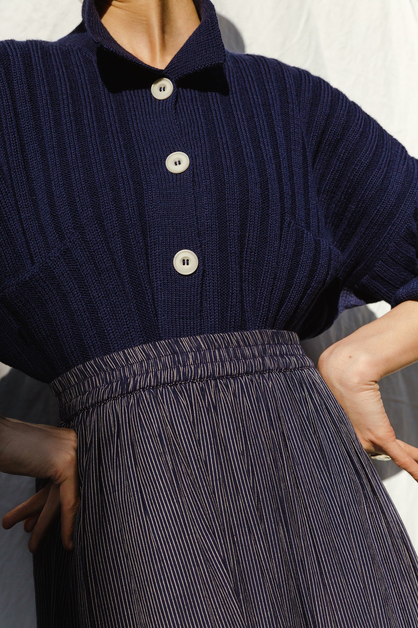 MINI NENNA shirt / highland wool / indigo