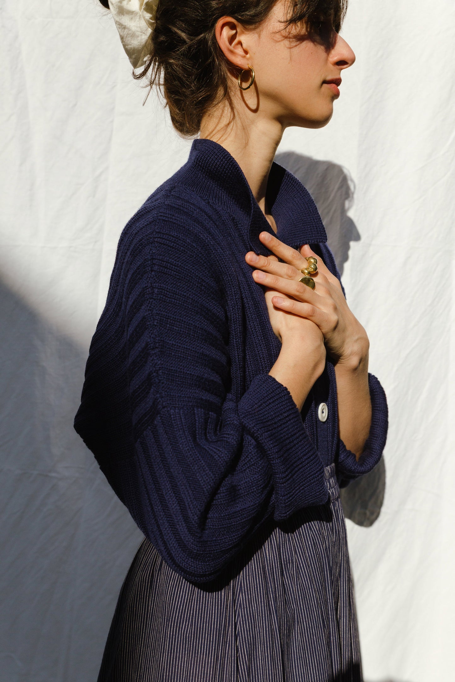 MINI NENNA shirt / highland wool / indigo