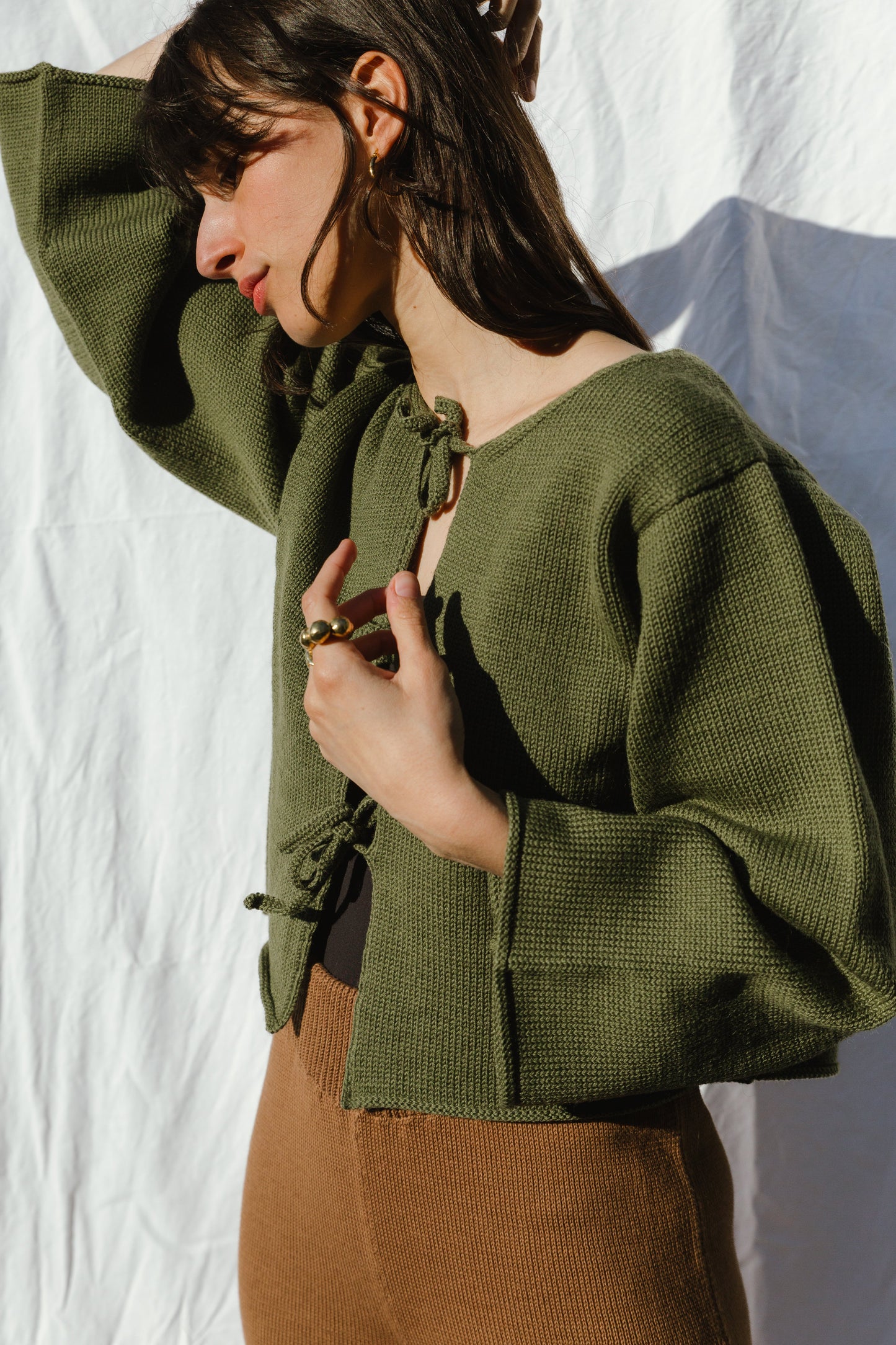 REINA cardigan / highland wool / winter moss