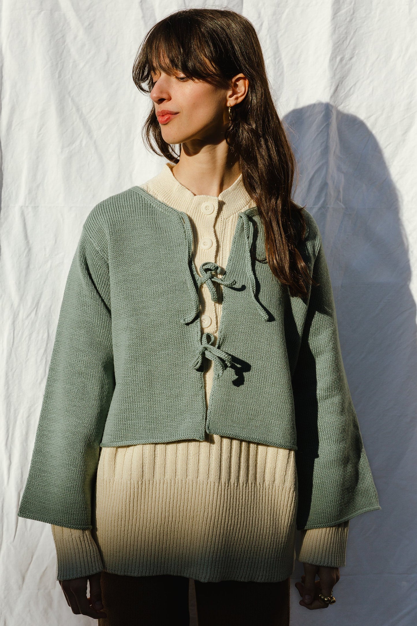 REINA cardigan / highland wool / seaglass