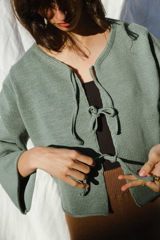 REINA cardigan / highland wool / seaglass