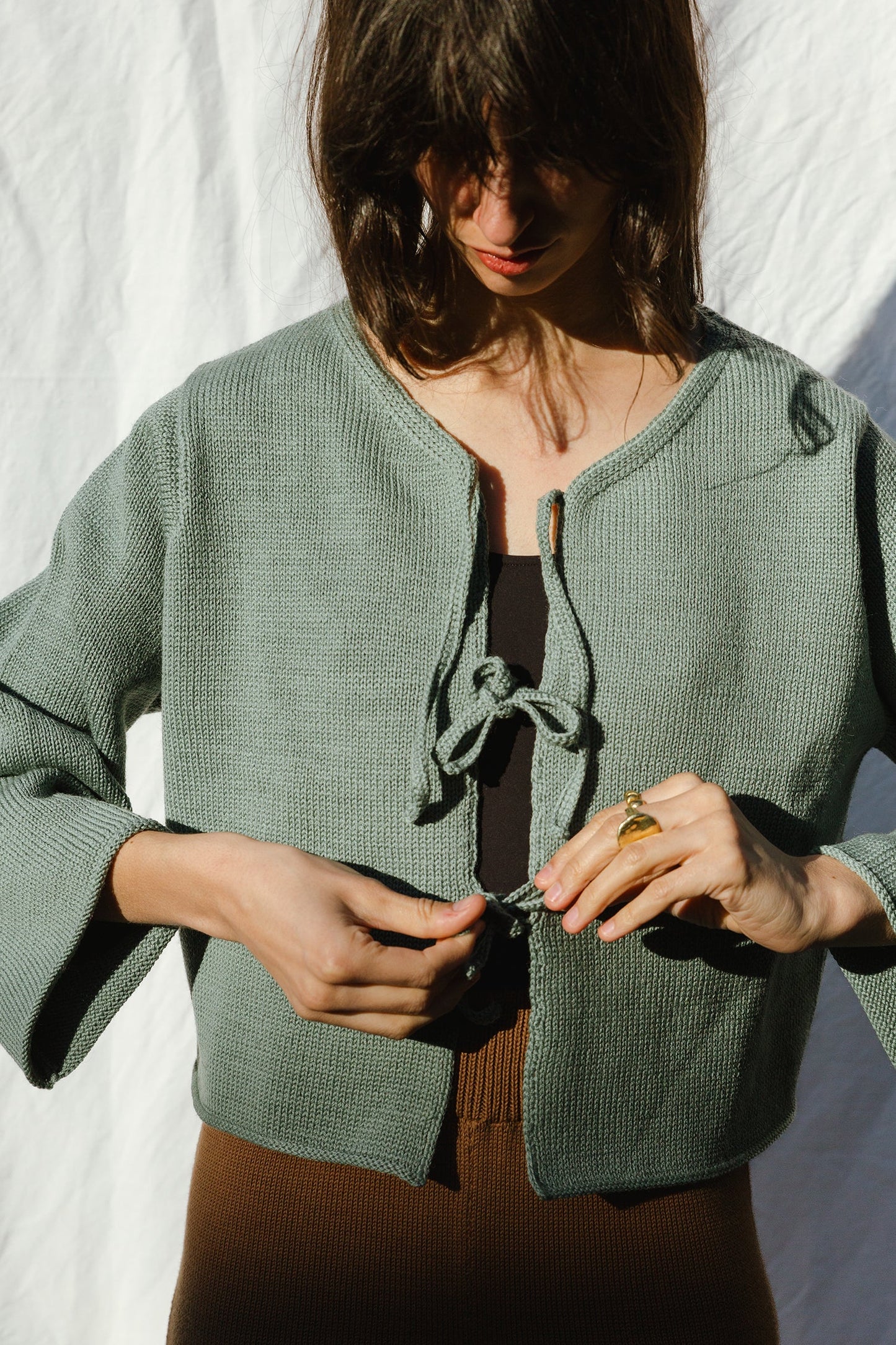 REINA cardigan / highland wool / seaglass