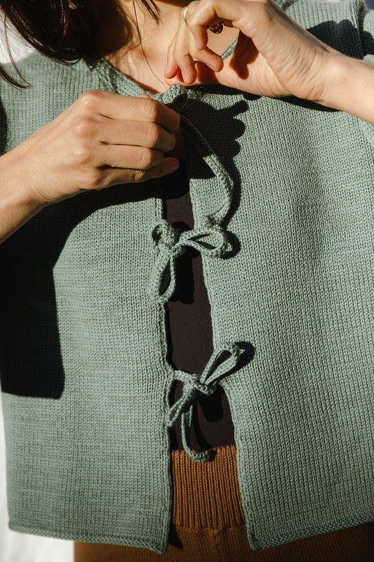 REINA cardigan / highland wool / seaglass