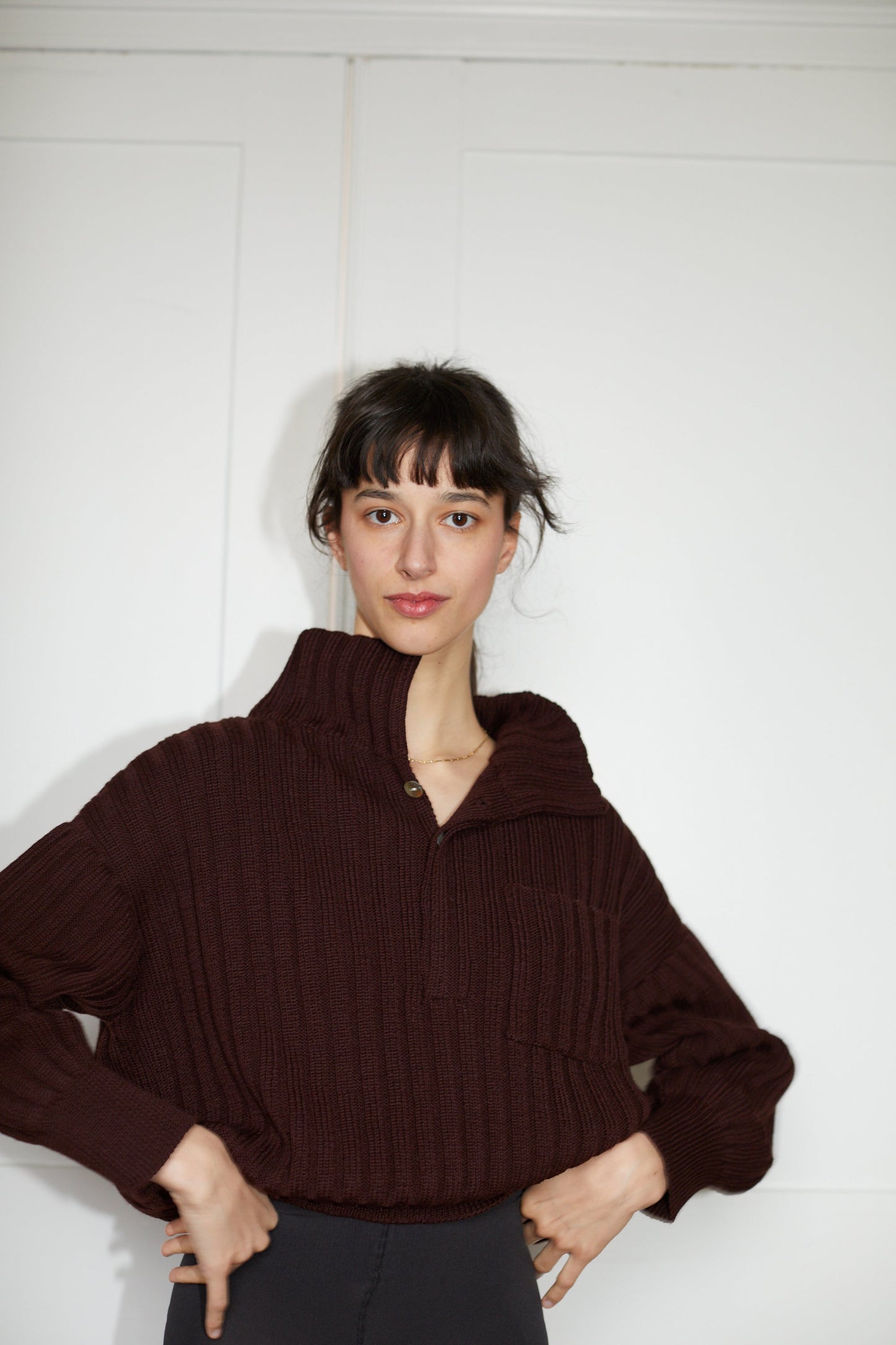 LENNY rib jumper / highland wool / dark cherry plum