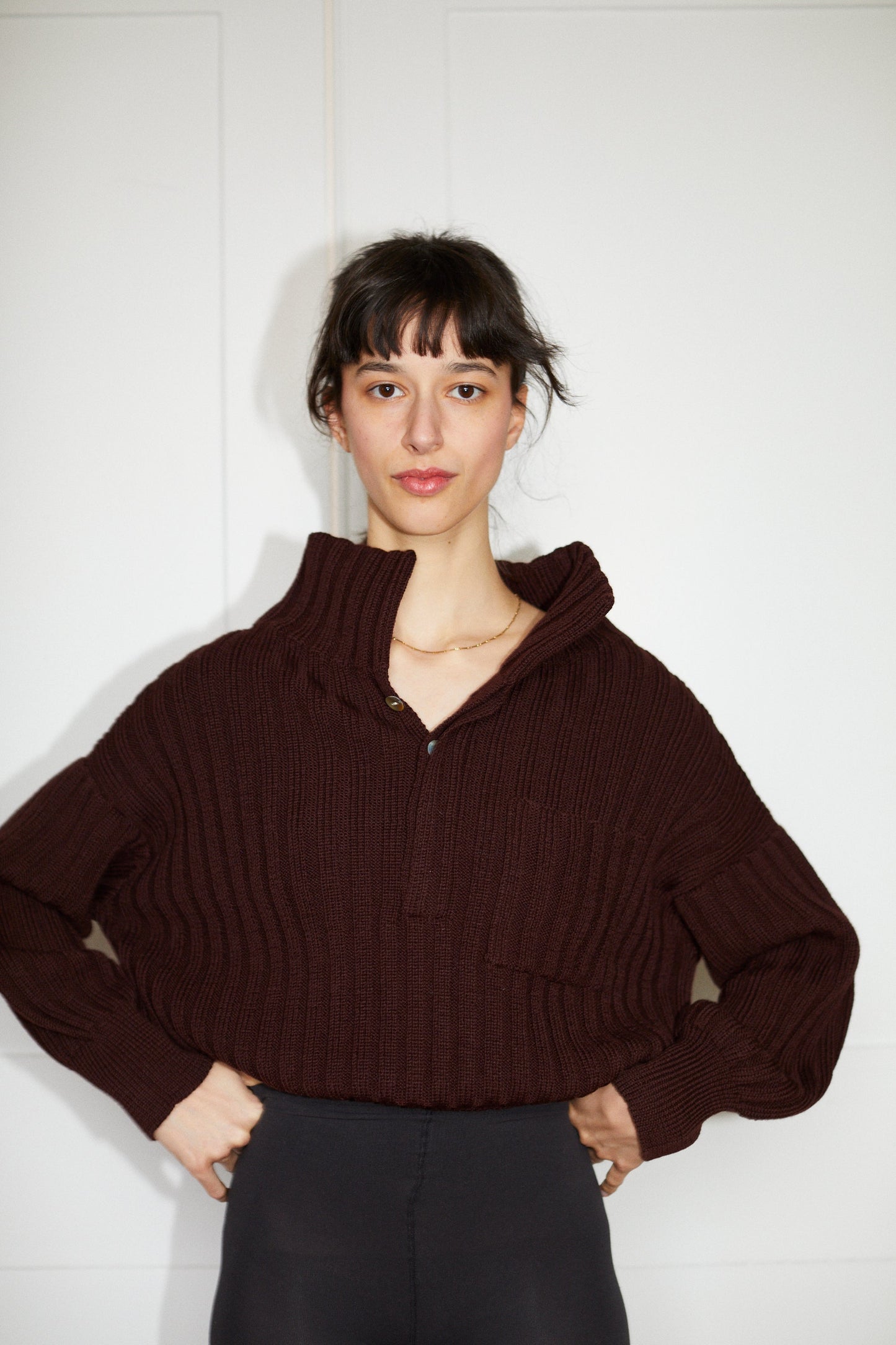 LENNY rib jumper / highland wool / dark cherry plum